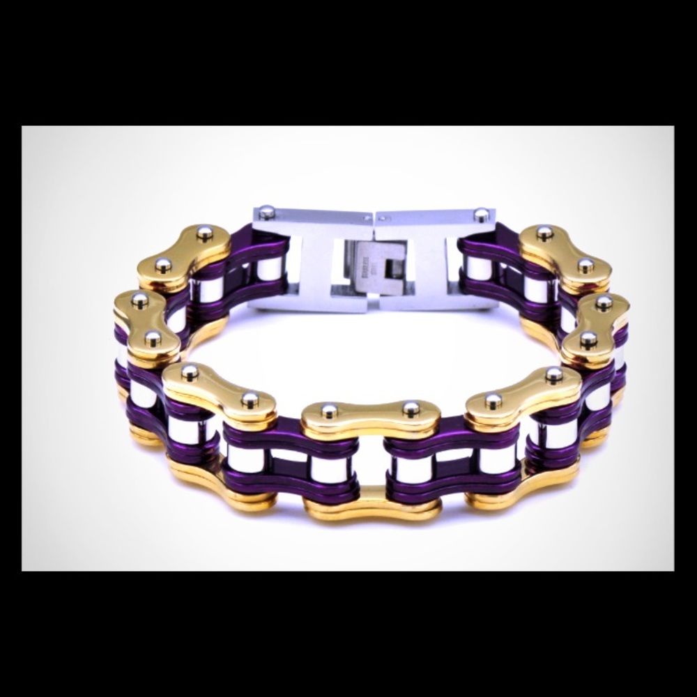 Mens D&Z Stainless Steel Motorcycle Bike Bracelet